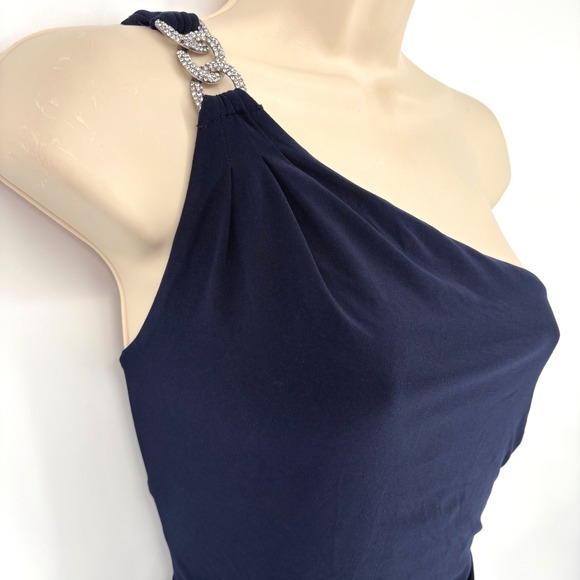 Lauren Ralph Lauren Dresses & Skirts - NWT Lauren Ralph Lauren Navy Blue One Shoulder Rhinestone Gown Dress Size 8